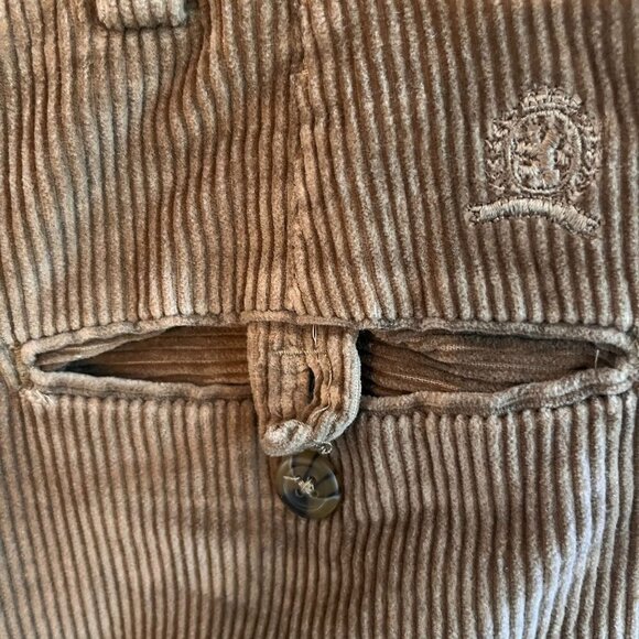 Tommy Hilfiger Corduroy Pants Mens 38x32‎ Brown Tan Pleated Straight Leg Cuffed - Picture 6 of 10